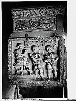 Images Dated 26th May 2010: Cain and Abel presenting their offerings to God (detail of the sarcophagus with SS)