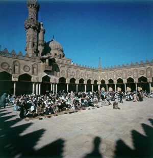 Images Dated 14th December 2011: Cairo. El-Azhar Mosque in the patio crowd gathered for Friday prayers (XII century)