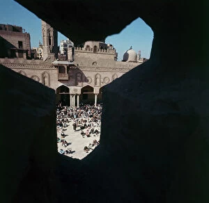 Images Dated 13th December 2011: Cairo. El-Azhar Mosque in the patio crowd gathered for Friday prayers (XII century)
