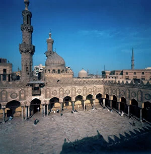 Images Dated 14th December 2011: Cairo. El-Azhar Mosque in the patio with the faithful who pray (XII century)