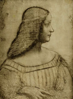 Images Dated 16th March 2011: Cartoon for the portrait of Isabella d'Este; drawing by Leonardo da Vinci. The Louvre, Paris