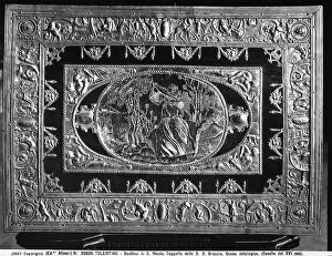 Images Dated 30th April 2012: Carved frontal, with mythological scene. gold work located in the Chapel of the Sante Braccia of