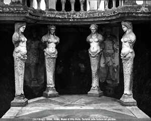 Images Dated 23rd December 2010: The Caryatid Hermae of the fountain of the Pure Water. Second courtyard of Villa Giulia, Rome
