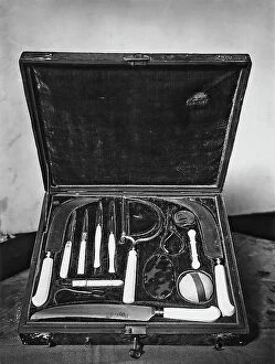 Images Dated 4th April 2012: Case with surgical instruments in silver and gold, belonged to the Prof. Cipriani