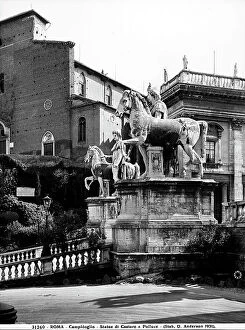 Images Dated 22nd December 2010: Castor and Pollux with their respective horses, late imperial era sculpture, taken from their temple