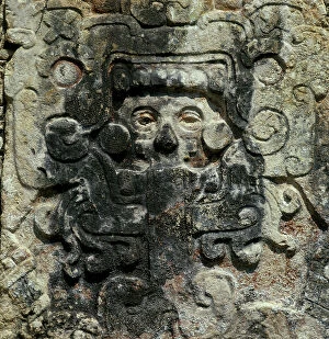 Images Dated 18th April 2011: Chichen Itza: details of bas-reliefs depicting human faces