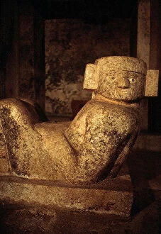 Images Dated 8th January 2010: Chichen Itza: stone statue situated inside the pyramid called 'Of the Castle'