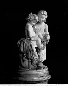 Images Dated 5th June 2008: Children playing with a cat, sculpture by Giulio Monteverde located in the Gallery of Palazzo
