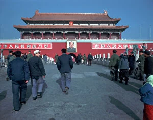 Images Dated 16th July 2008: Chinese group in front of the entrace to the Forbidden City, 1969, Peking (Beijing)