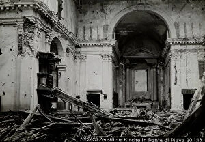Images Dated 30th June 2009: Church destroyed by Italian artillery attacking Austro-Hungarian troops during the First World
