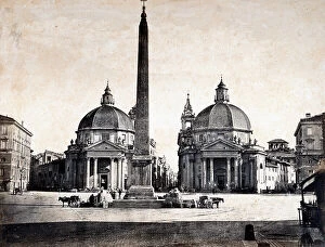 Images Dated 11th May 2011: Church of Santa Maria dei Miracoli, Church of Santa Maria di Montesanto and the Obelisco Flaminio