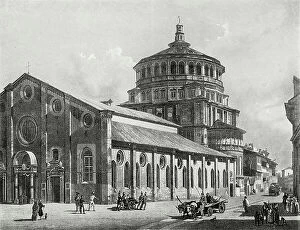Images Dated 10th May 2011: The Church of Santa Maria delle Grazie, Milan, aquatint from a daguerreotype engraved by L