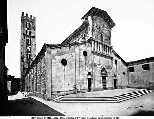 Images Dated 18th April 2012: Church of St. Frediano and its Bell Tower, Lucca. In the upper part of the faade is a mosaic