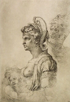 Images Dated 25th February 2011: Cleopatra, drawing by Michelangelo. Gabinetto dei Disegni e delle Stampe, Galleria degli Uffizi