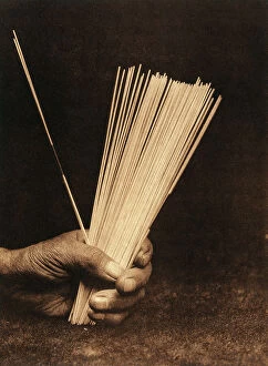 Images Dated 2nd February 2009: Close-up of the hand of an Indian of the Hupa tribe or village holding divination rods