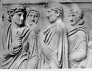 Images Dated 9th August 2011: Close-up of one of the long sides of the Ara Pacis Augustae, depicting the funeral procession. Rome