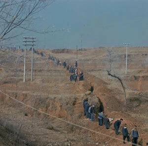 Images Dated 17th July 2008: Collective work of laying a telephone line, 1969, Peking (Beijing)