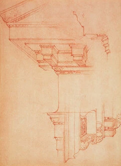 Images Dated 8th March 2011: Cornice study; drawing by Michelangelo. Casa Buonarroti, Florence
