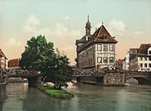 Images Dated 22nd November 2011: The Council Hall of Bamberg, Germany, placed in the Untere Bridge, crossing the river Regnitz