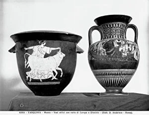 Images Dated 8th February 2012: Crater with the Rape of Europa and an amphora with Dionysus preserved in the Tarquinian National