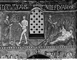 Images Dated 21st March 2011: The creation of man and woman, mosaic in the central nave of the Palatina Chapel in Palermo
