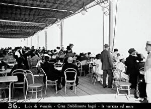 Images Dated 15th October 2010: Crowded terrace on the sea of the establishment 'Gran Stabilimento Bagni' on Lido in Venice