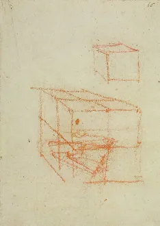 Un dessin de cube du Codice Forster III, c.65r