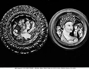 Images Dated 20th April 2012: Two cups decorated with the portraits of women in the Museo Civico of Pesaro