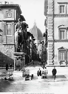 Florence Collection: Via dei Servi in Florence, seen from the Piazza della SS:Annunziata. In the foreground