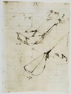 Images Dated 1st October 2009: Digging machines, drawings belonging to the Codex Forster I, c.49r, by Leonardo da Vinci