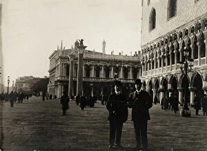 Images Dated 5th August 2009: Distinguished Gentlemen posing in Piazzetta San Marco in Venice