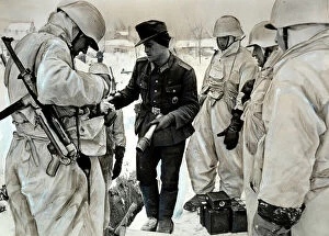 Images Dated 16th March 2009: Distribution of the arms to a group of German soldiers engaged in an attack action