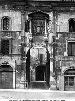 Images Dated 27th December 2012: The door and arch of Monte di Piet in Brescia, with a false window