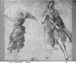 Images Dated 15th May 2008: Drawing of a study of an angel and St. John the Baptist. Work by Botticelli located in the Room of