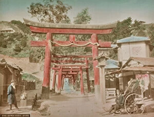 Japan: Entrance to the Shinto temple at Suwa Shrine in Kobe, Japan