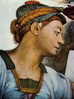 Images Dated 18th February 2011: Eritrean Sibyl, detail of the face. Fresco by Michelangelo. Sistine Ceiling, Vatican City