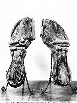 Images Dated 28th May 2008: Etruscan wooden shoes from Vulci, preserved in the Gregorian Etruscan Museum, Vatican City