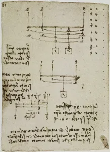 Ein Physik-Notizbuch mit Beispielen, Berechnungen und Notizen; Seite 141v des Codice Forster II.