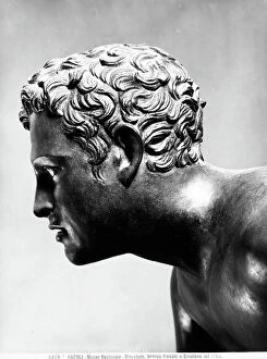 Images Dated 27th May 2008: Face of the Discobolus, gilded bronze, from the Villa of the Papyri at Herculaneum