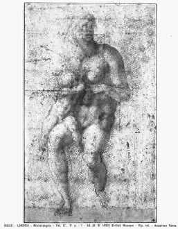 Images Dated 2nd September 2008: Female nude in the act of nursing. Drawing by Michelangelo preserved in the British Museum, London