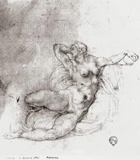 Images Dated 7th March 2008: Female nude. Drawing by Pontormo, in the Gabinetto dei Disegni e delle Stampe