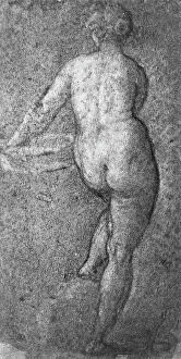 Images Dated 18th June 2009: Female nude seen from behind, drawing attributed to Giorgione in the Boymans Museum in Rotterdam