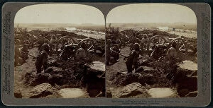 Images Dated 15th November 2011: Fighting against the Boers along the Modder River in South Africa. Stereoscopic photography