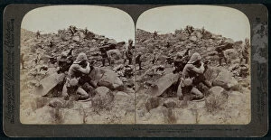 Images Dated 15th November 2011: Fighting against the Boers in Weppener, South Africa. Stereoscopic photography