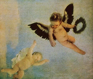 Images Dated 18th February 2011: Two flying cupids; work of Giovan Battista Tiepolo. Uffizi Gallery, Florence