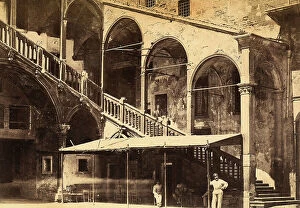 Images Dated 15th March 2010: Foreshortened view of main court of Old Market with porch and staircase in Verona