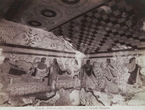 Images Dated 3rd October 2008: Detail of the frescoes in the Tomb of the Leopards, in the necropolis of Tarquinia