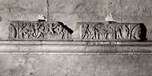 Images Dated 15th February 2008: Frieze on the cover of an early Christian sarcophagus, in the crypt anteroom in the church of San