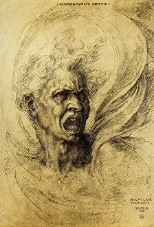 Images Dated 8th March 2011: Fury, drawing by Michelangelo, Gabinetto dei Disegni e Stampe, Uffizi Gallery, Florence
