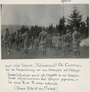 Images Dated 8th April 2010: General and Marshall Luigi Cadorna with a group of soldiers on the Altopiano of Asiago